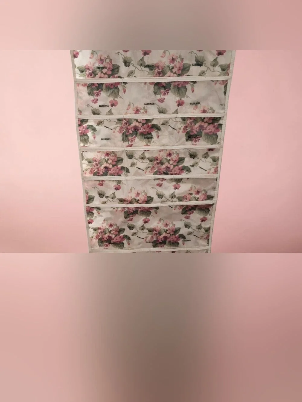 Floral Over-the-Door Hanging Jewelry  Organizer - Pink Floral